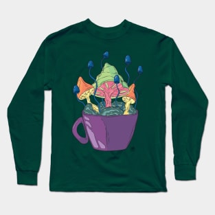 Coffee Cup Mushrooms Long Sleeve T-Shirt